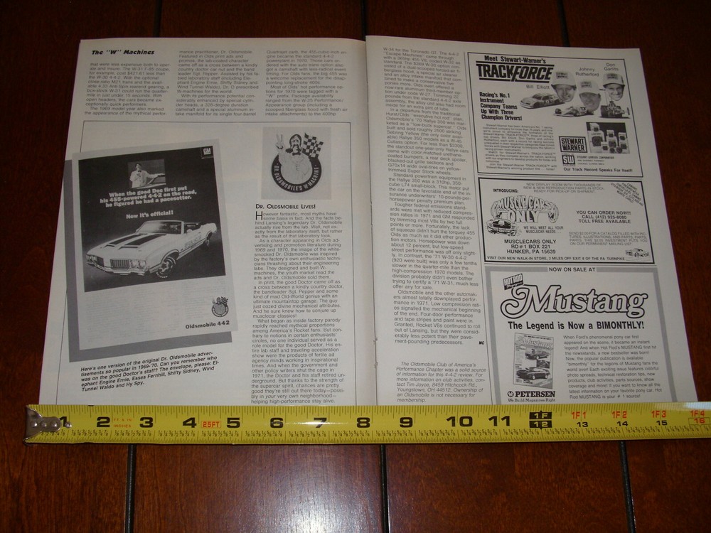 OLDSMOBILE W MACHINES 442 ORIGINAL 1986 ARTICLE