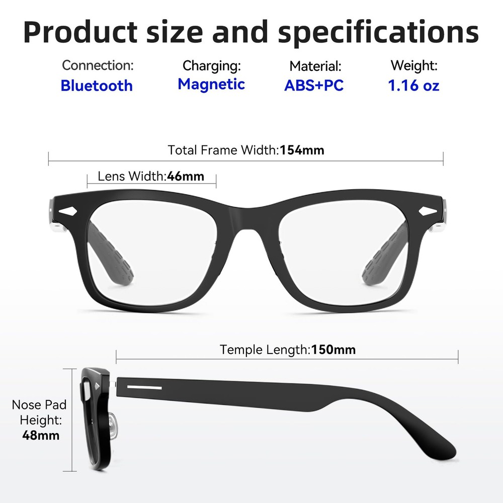 Smart Glasses,Polarized Sunglasses with Bluetooth 5.4 Open Ear Speaker,Athlet...