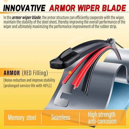 26" and 16" Windshield Wipers Blades 26" + 16"(Pair for Front Windshield)