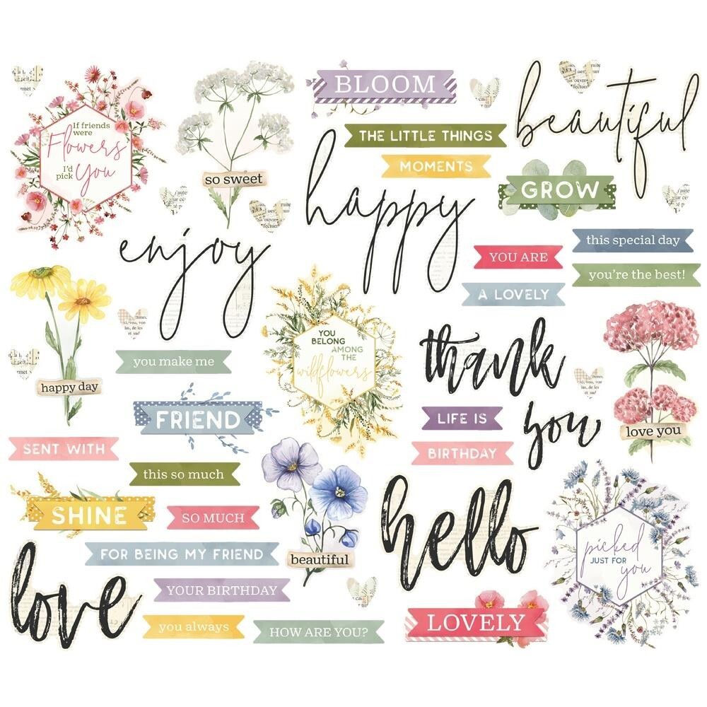 Simple Stories ~ SIMPLE VINTAGE MEADOW FLOWERS ~ Sentiment Bits
