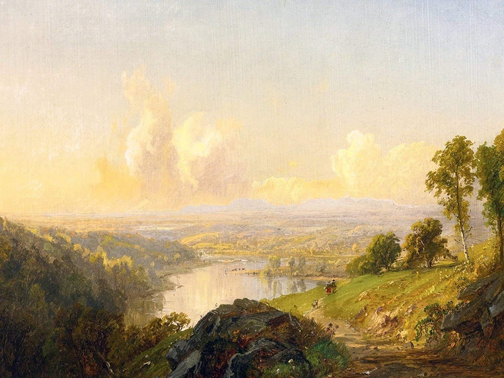 RIVER LANDSCAPE by J. Cropsey trees Tile Mural Kitchen Backsplash Ceramic 10x8