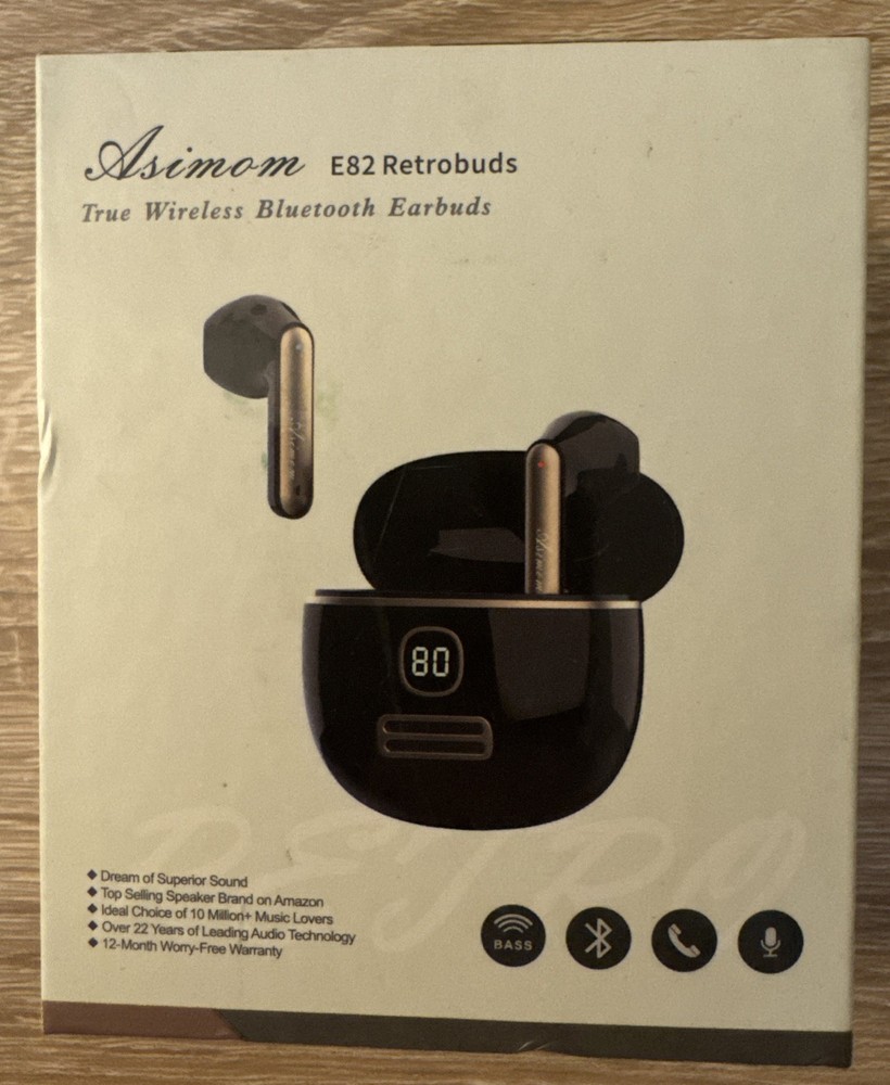 Wireless  E82 Retrobuds Bluetooth Earbuds LED Power Display Charging Case