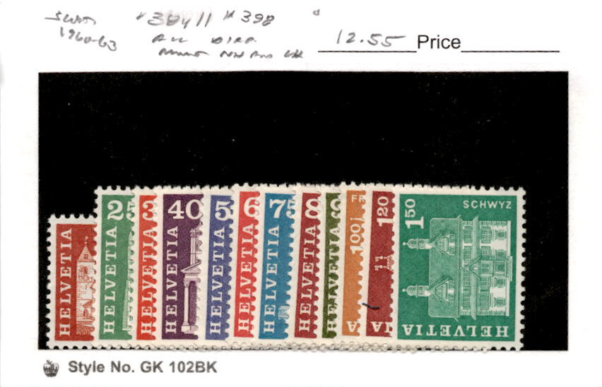 Switzerland, Postage Stamp, #384..398 Mint LH, 1960 (AB)