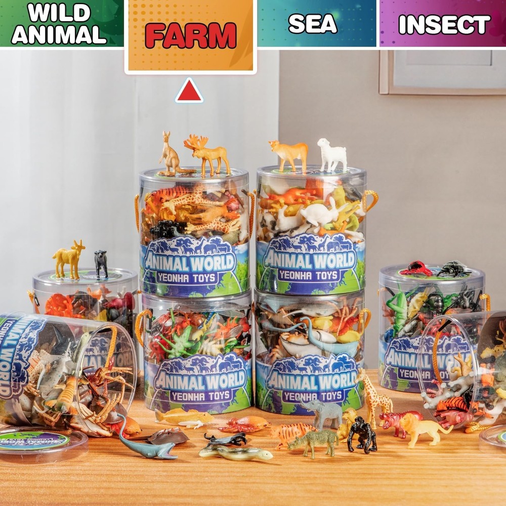 Mini Farm Animal Figurines with Gift Box, 60 Pcs Realistic Tiny [Multiple]