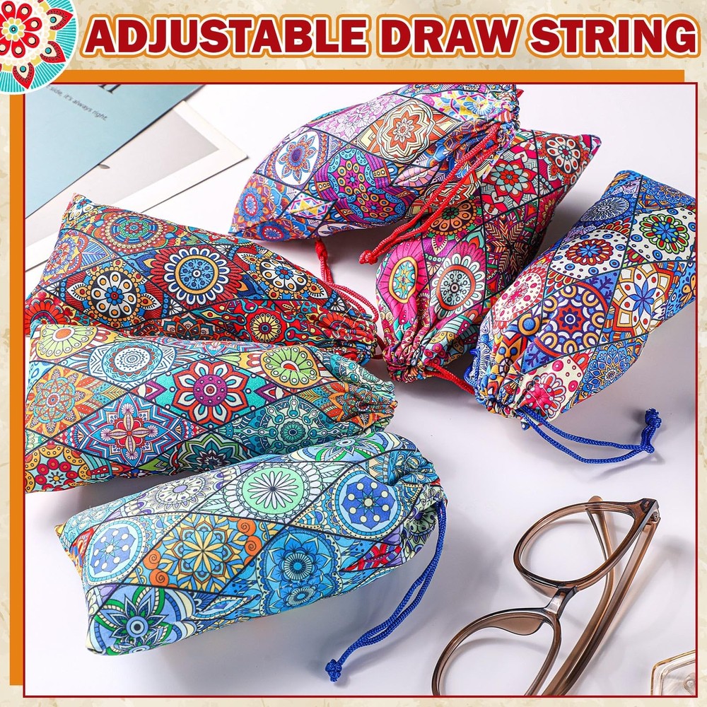 24 Pcs Sunglass Pouch Drawstring Microfiber Pouch Multicolor Soft Sunglasses ...