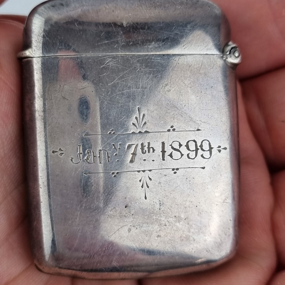 Antique Solid Silver Vesta Case Initials Birmingham 1897 Minshull & Latimer