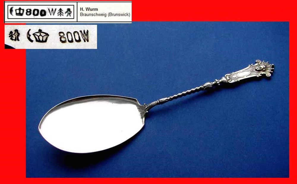 Antique Large Solid Pie Lifter, H. Wurm, 800er Silver B552