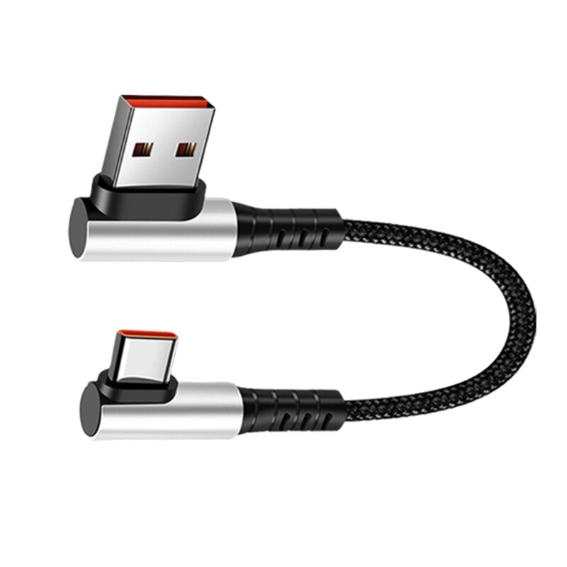 90 Degree Elbow USB to Type C Cable for Rapid Charging and Efficient Data Sync