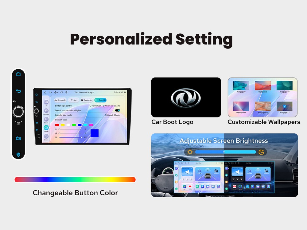 10.1-inch CarPlay Android Auto Car Stereo 4+64GB Android 13 Support Front Camera