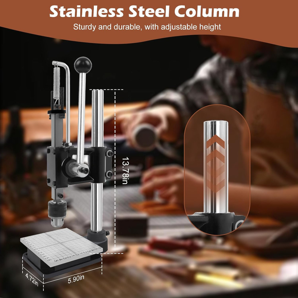 Leather Craft Press Machine Kit with 9 Punches, Rivets & Stitching Tools