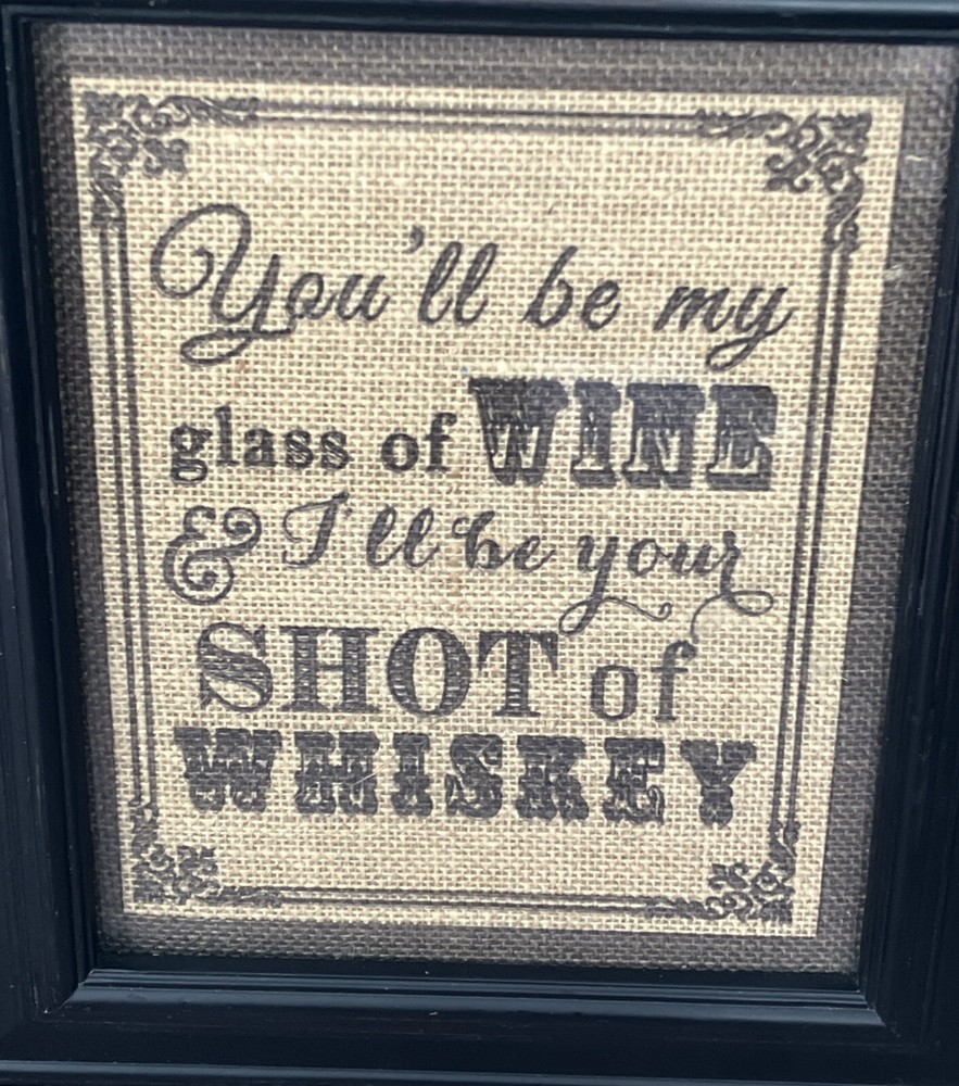 11” X 13” FRAMED BURLAP SAYING BAR ACCESSORY