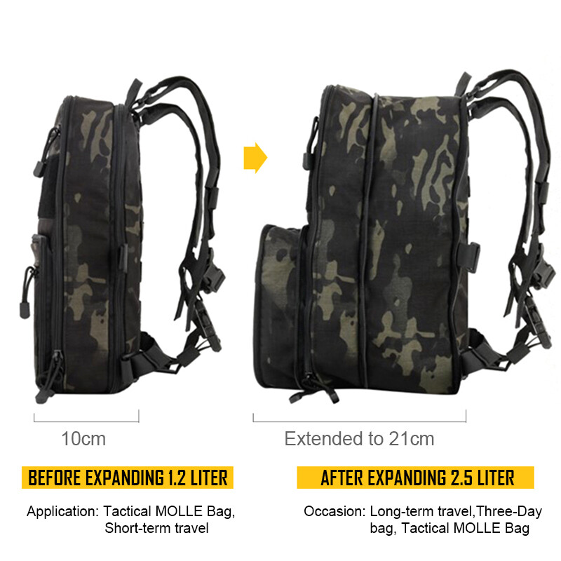 410 Flatpack Tactical Backpack MOLLE D3 Expandable Hydration Pack Multi-purposed
