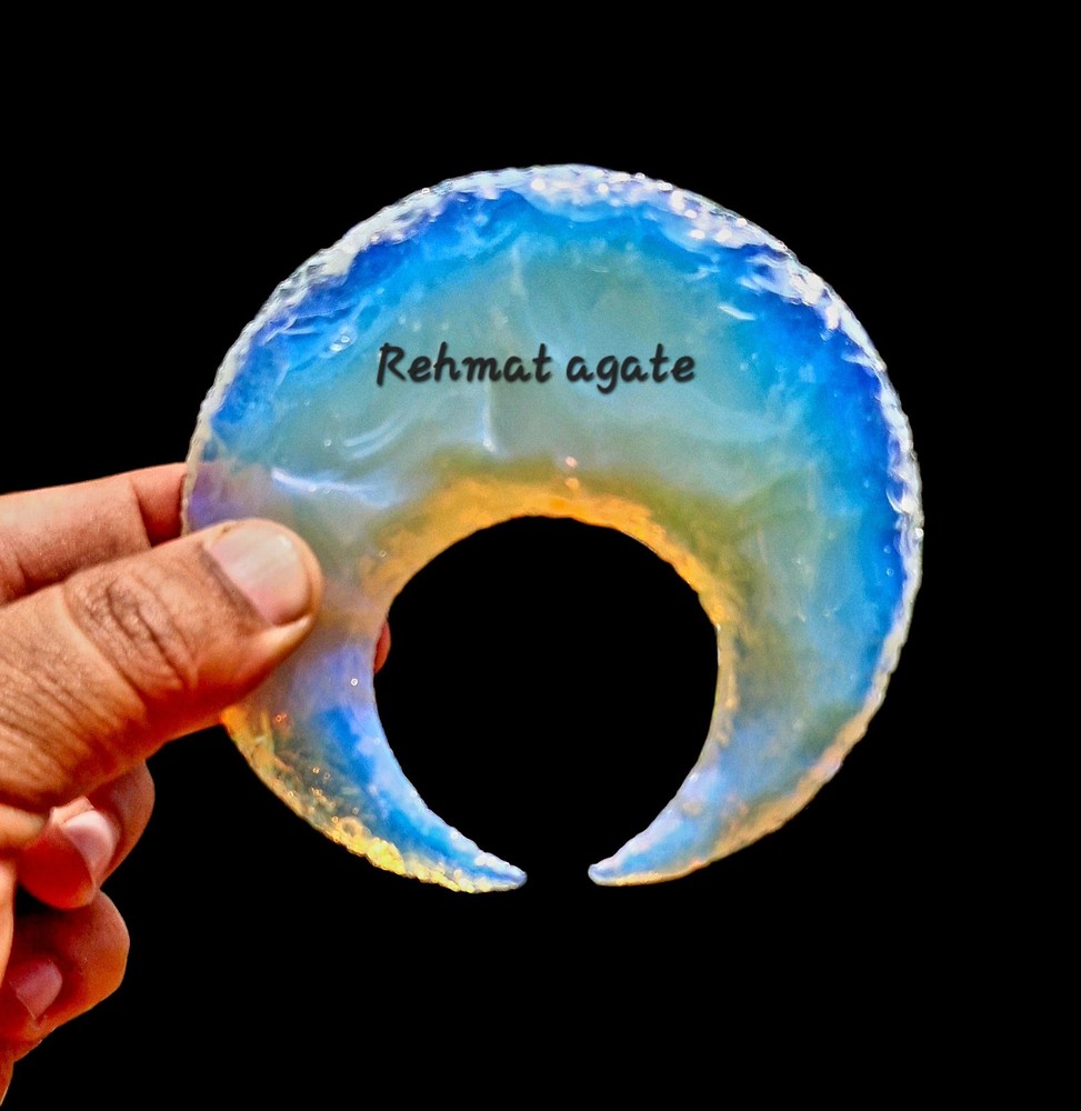 Opalite Crescent Moon Crystal Carving