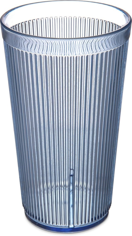 Blue Plastic Tumbler 21.5oz Stackable Ribbed Textured Dishwasher Safe