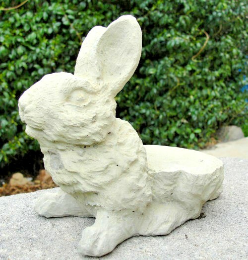 VINTAGE RABBIT POT FEET (2 Sets/6 Pcs) Solid Concrete Garden Bunny Planter Riser