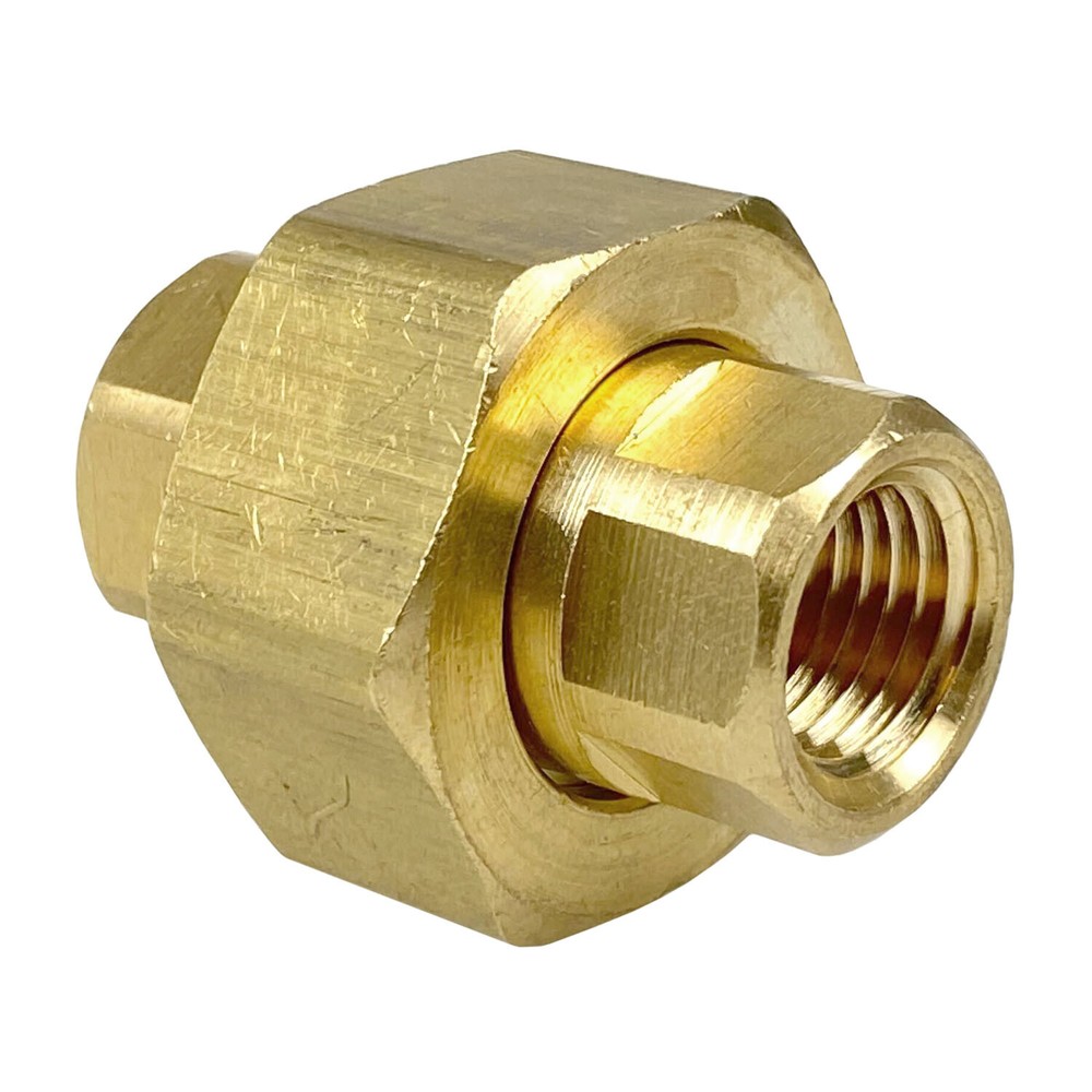 1/4" NPT Female Solid Brass Three Piece Pipe Union Fitting Adapter 104C