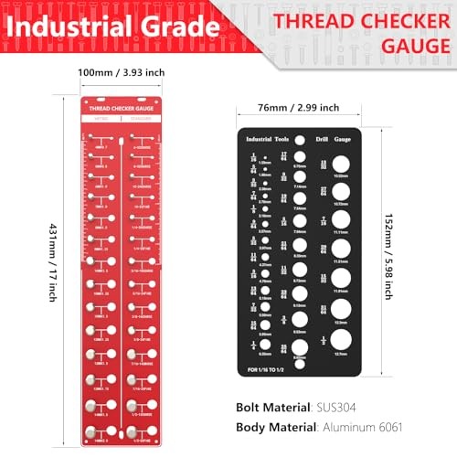 Thread Checker 2 PCS, Nut and Bolt Thread Checker, Aluminum Bolt Size and