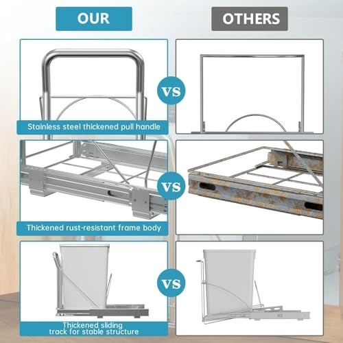Under Cabinet Pull-Out Trash Can with Soft-Close Slides, Heavy Duty Garbage Bin,