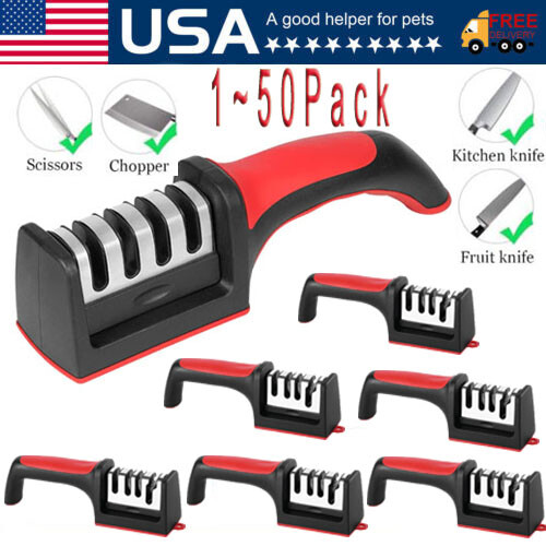 4 Stage Kitchen Knife Sharpener Professional Ceramic Diamond Steel Sharpening
