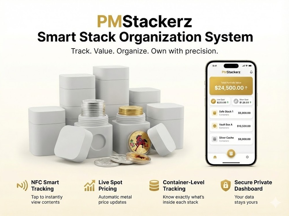 Silver Round Storage Container 2 Pack – 1oz Stacker Tub | NFC Smart Tracking