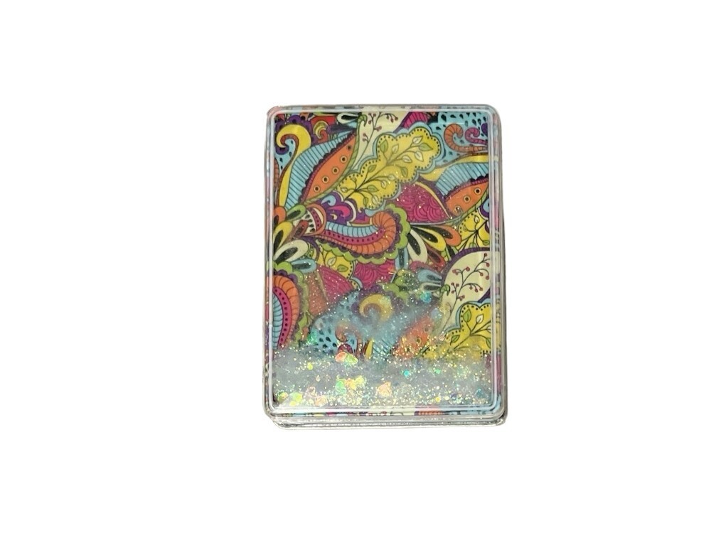 Glitter Paisley Pattern Printed Double Compact Mirror ~ Great Gift Idea!