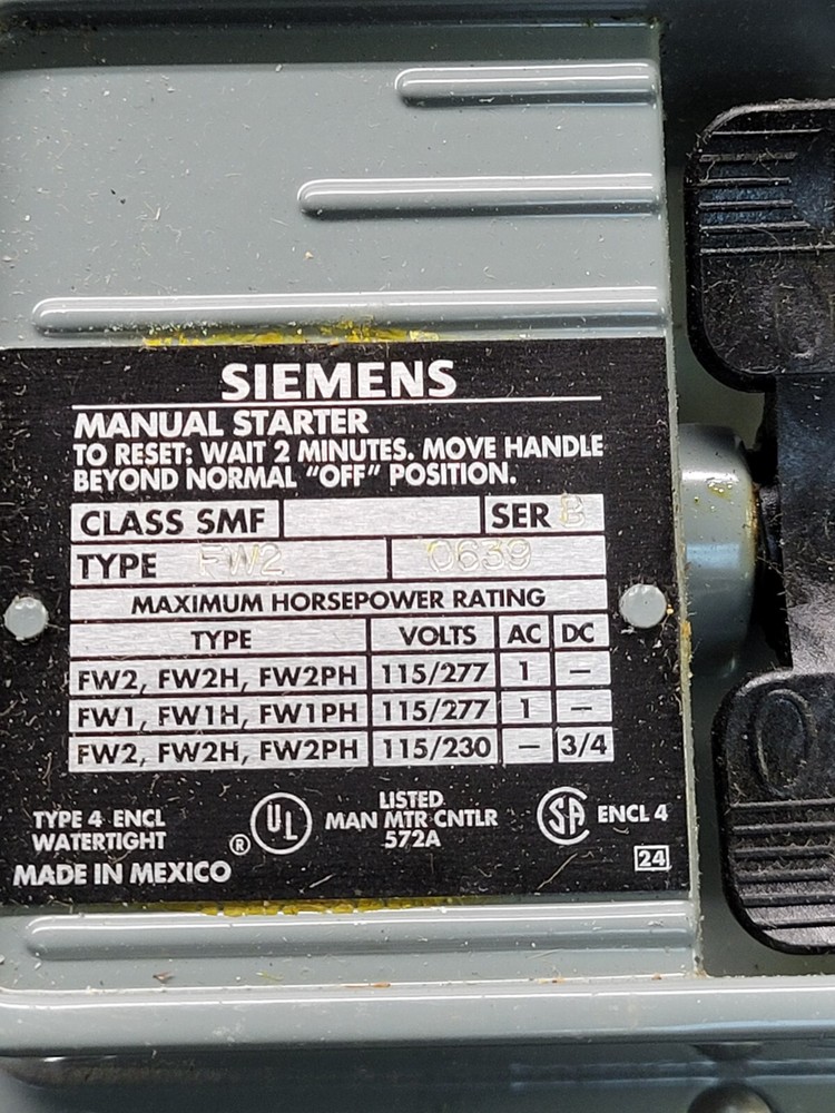 Siemens SMF FW2 Manual Starter.
