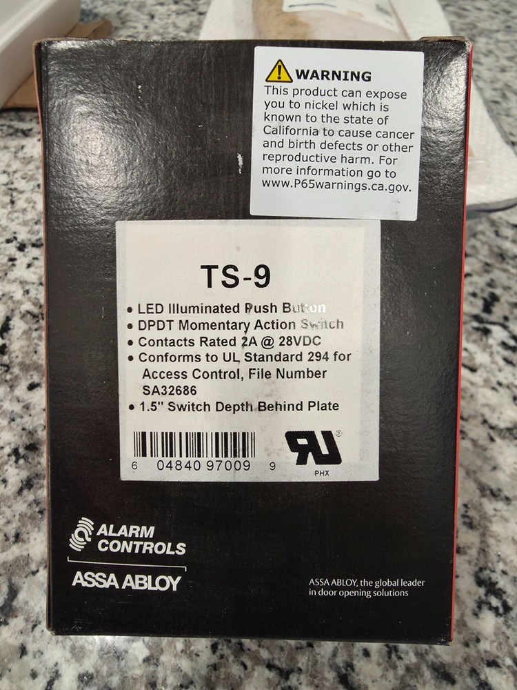 Alarm Controls TS-9 Push to Exit Button Alarm Control