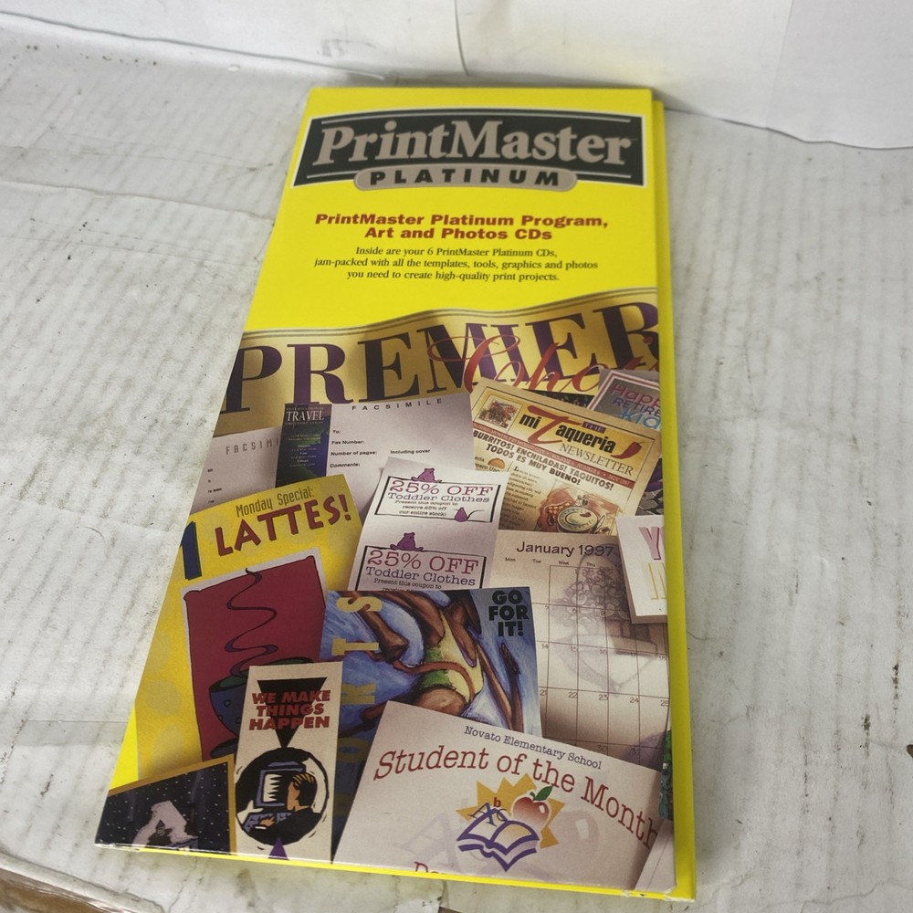 PrintMaster Platinum Program 6-CD Set Templates, Graphics & Tools Mindscape
