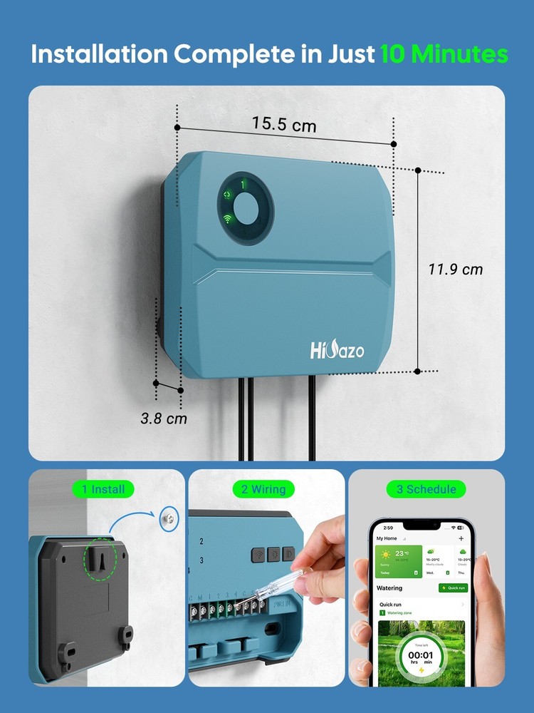 4-Zone Smart Lawn Sprinkler Controller Irrigation System Watering Schedule Timer