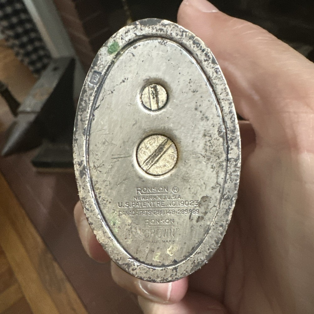 Ronson Crown silver plated table top lighter vintage untested