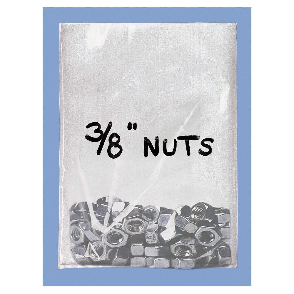 GRAINGER APPROVED 5ZW12 Open End Poly Bag,Flat,PK1000 5ZW12