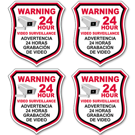 SECURITY CAMERA Video English Spanish Warning Decal Sticker 5" tall Multi-pack
