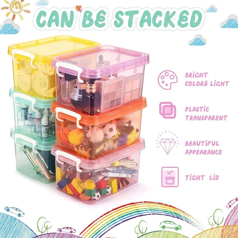 Stackable Clear Storage Bins Plastic Containers Toys Crafts Organization New