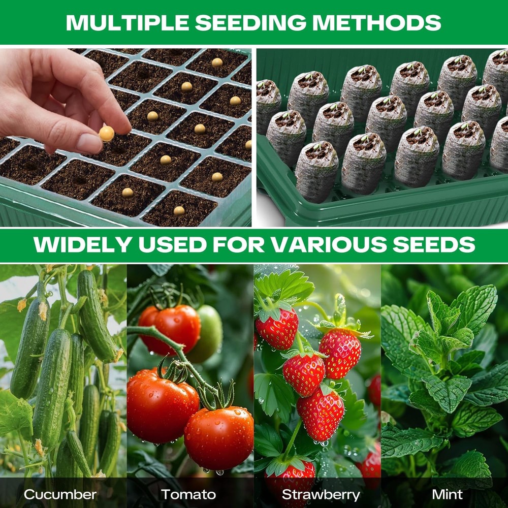 Starter Tray with Grow Light & Heating Mat, Digital Temperature Control, 40-C...