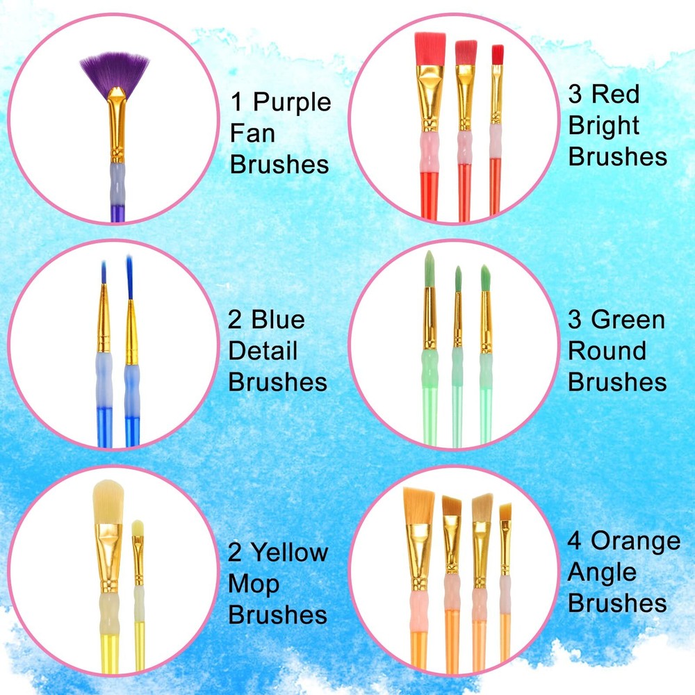 15Pcs Paint Brushes Value Pack, Includes 15 Different Types of Brushes, Nylon...