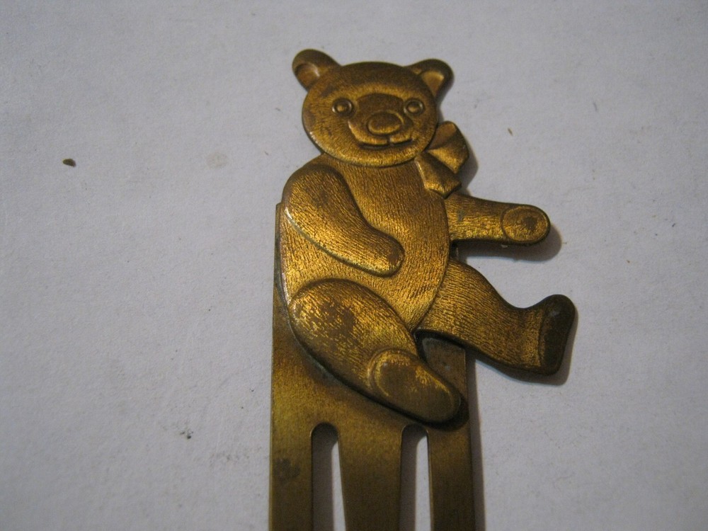 Cute Brassy TEDDY BEAR 3.25" Bookmark