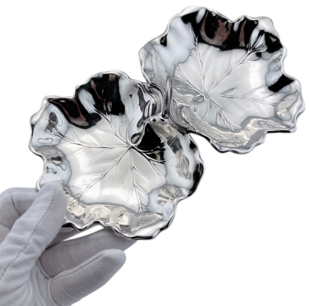 Reed & Barton, Sterling Silver Double Leaf Candy Dish