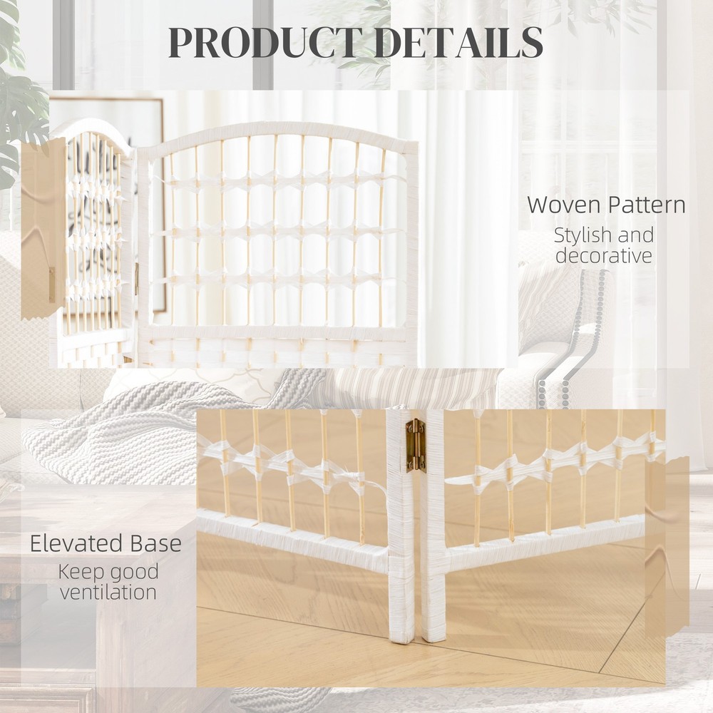 HOMCOM 4 Panel Folding Room Divider Privacy Screen Panel White 5.6 Ft