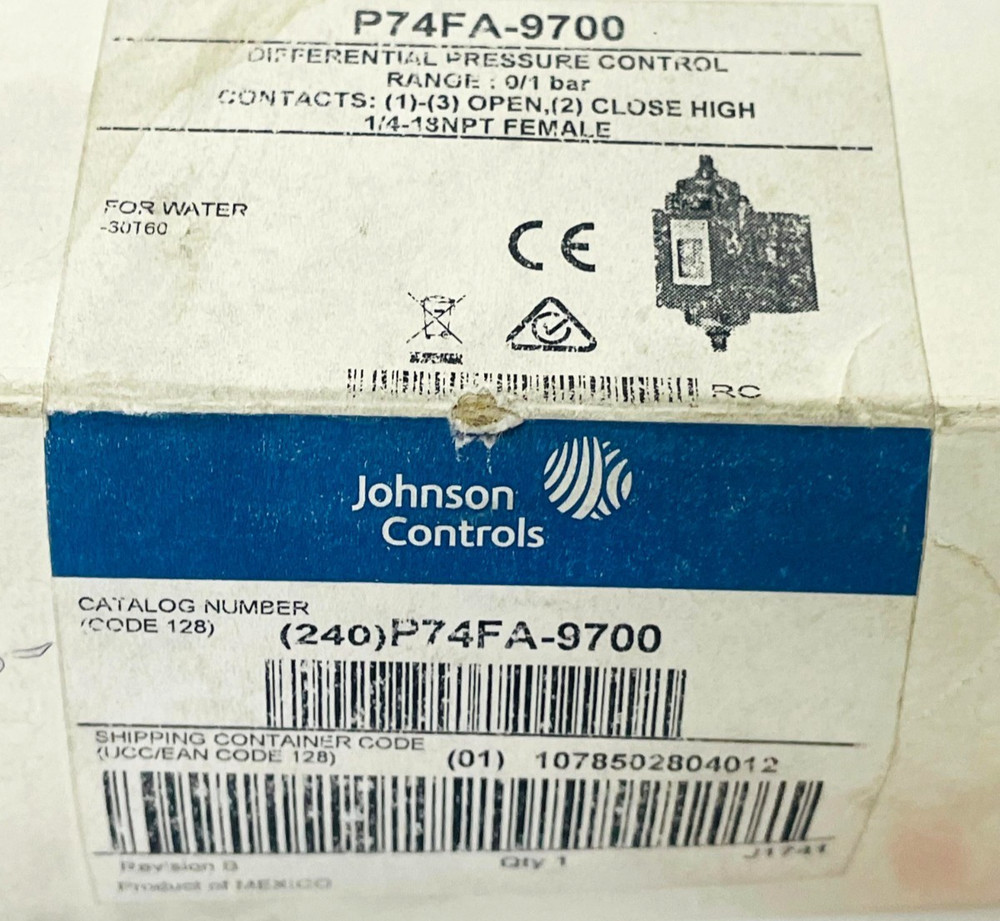 JOHNSON CONTROLS P74FA-9700 Pressure Switch