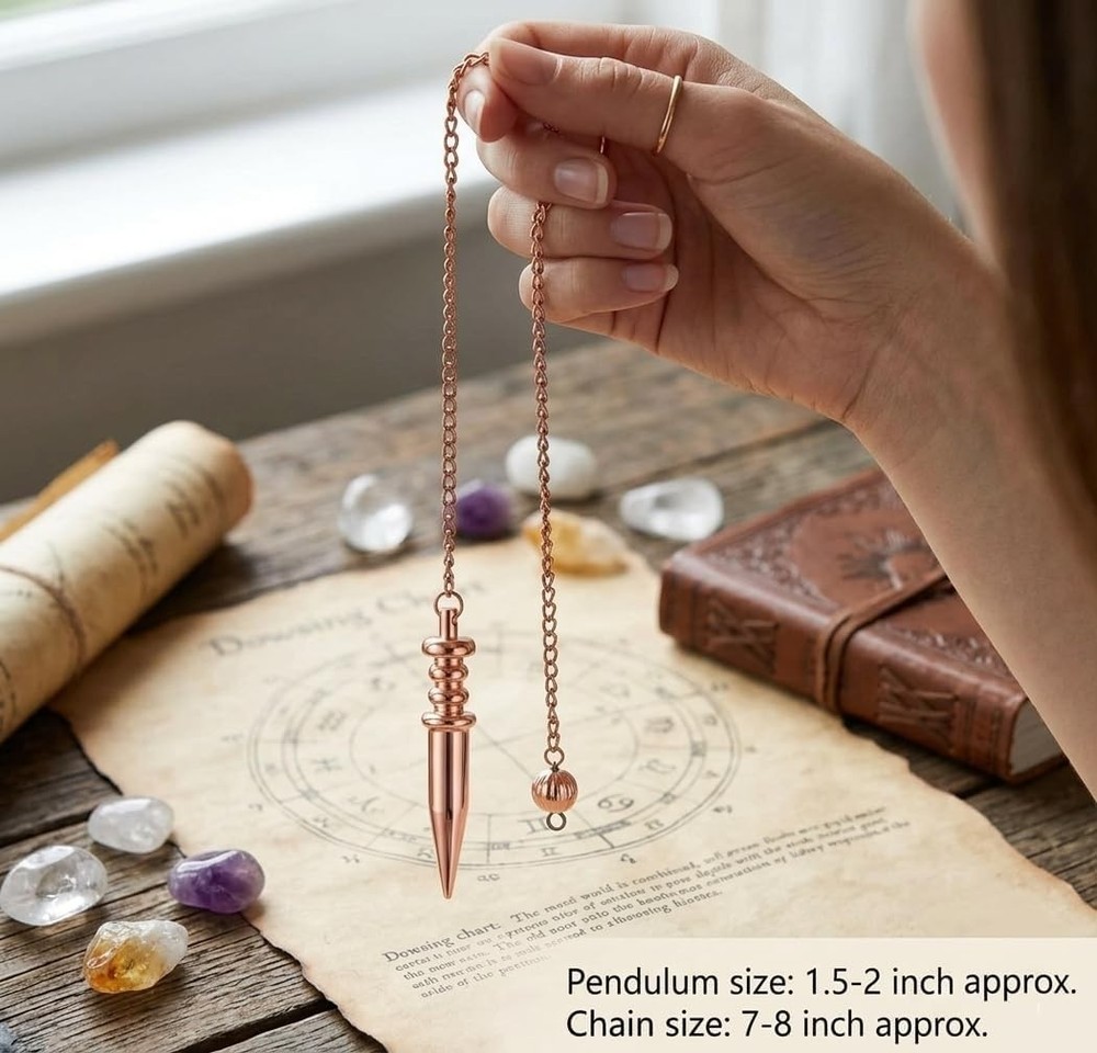 Copper Metal Dowsing Pendulum - Solid Cone Point for Divination & Reiki