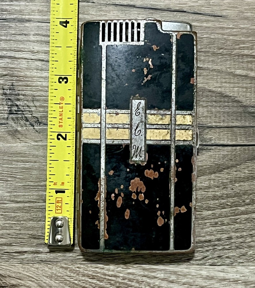 Vintage Ronson Art Deco Cigarette Case & Lighter Combination Initials ECW