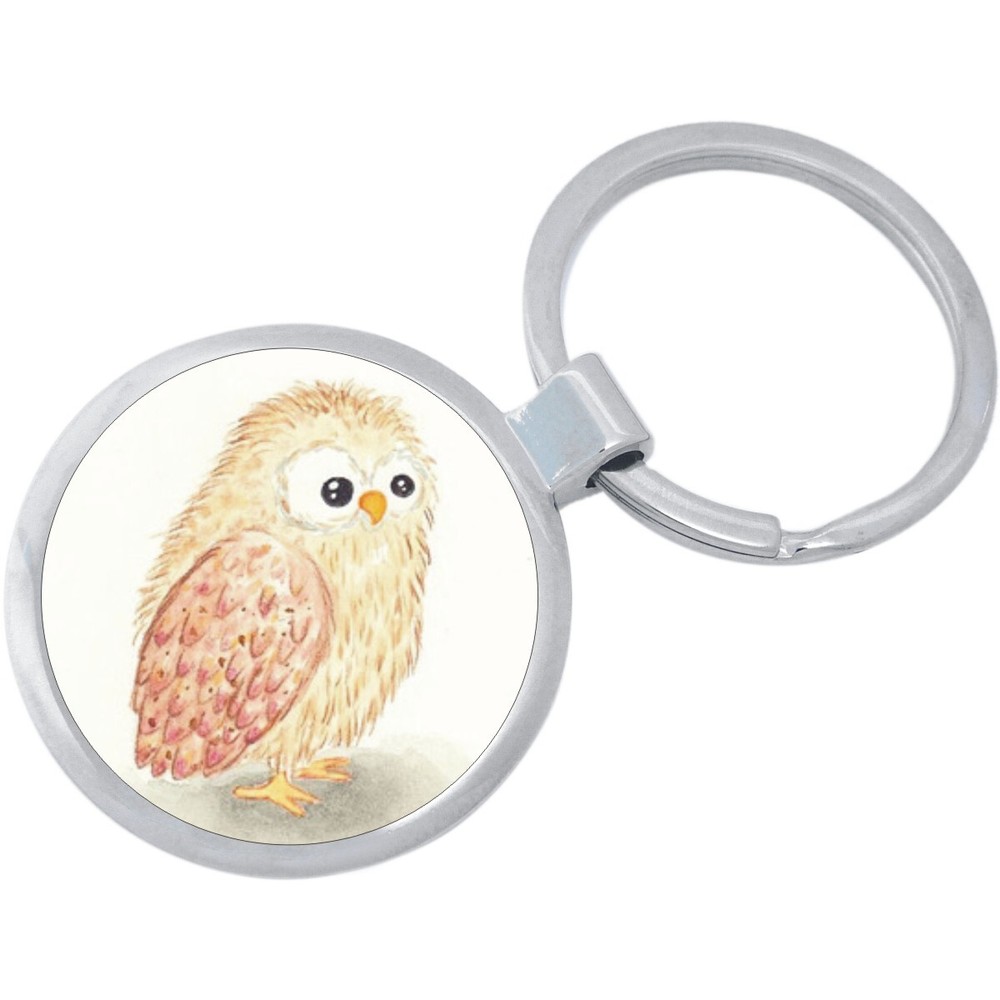 Watercolor Owl Keychain - Includes 1.25 Inch Loop for Keys or Backpack