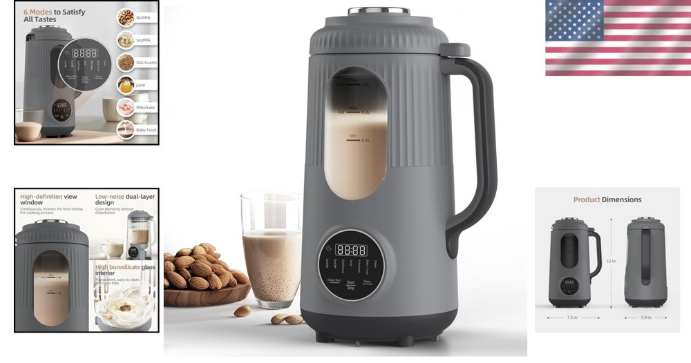 8 in 1 Nut Milk Maker - 35oz Automatic Plant-Based Milk Machine with Delay Start