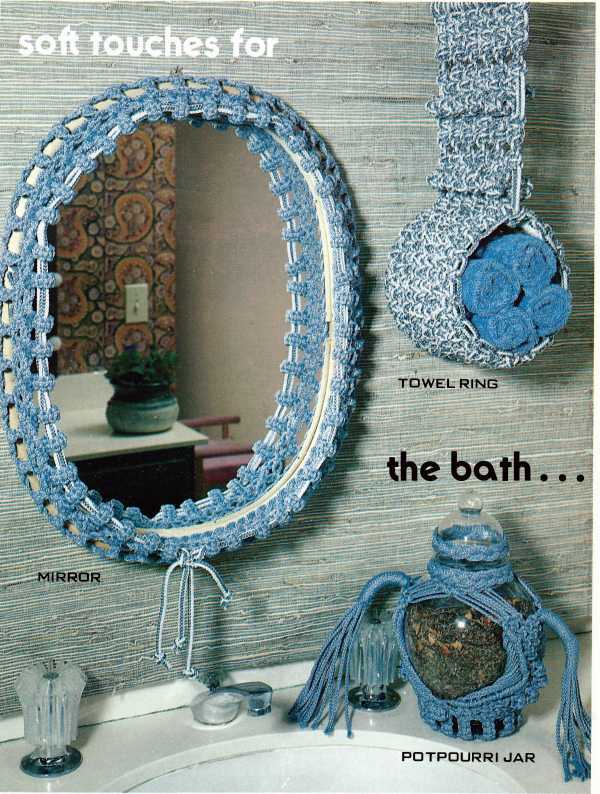 MACRAME Patterns FRAME Chair TABLECLOTH Bath Decor TABLECLOTH Pillows CLOCK Desk