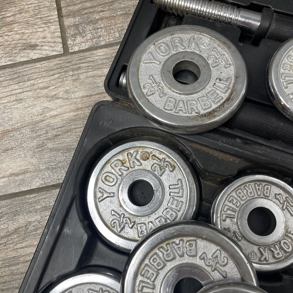 York 30 Lb. Adjustable Dumbbell Set In Hard Plastic Case No. 140130