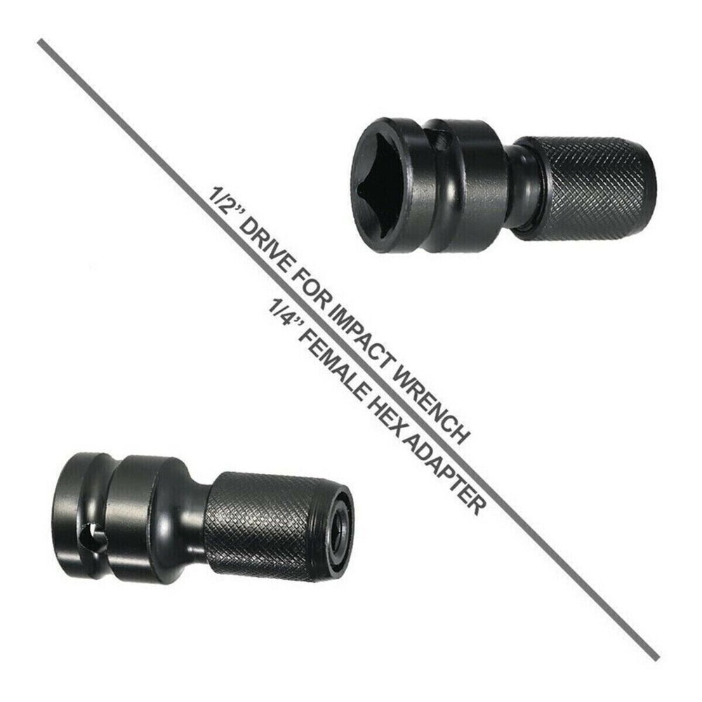 2Pcs Quick Release 1/2" Square To 1/4" Hex Ratchet Socket Impact Wrench Socket