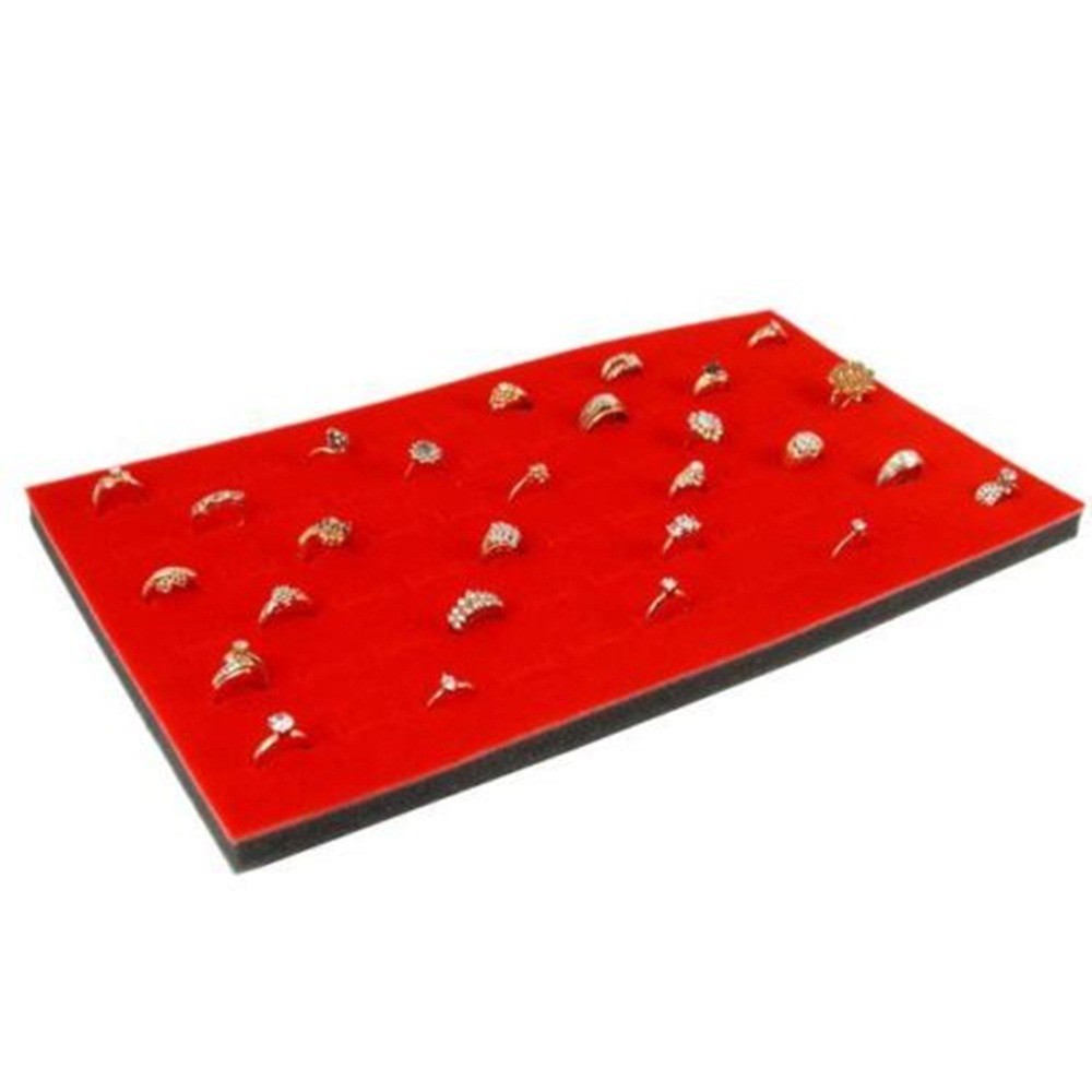 Ring Case Key Locking Solid Top Lid 72 Ring Red Jewelry Display Box Storage Case