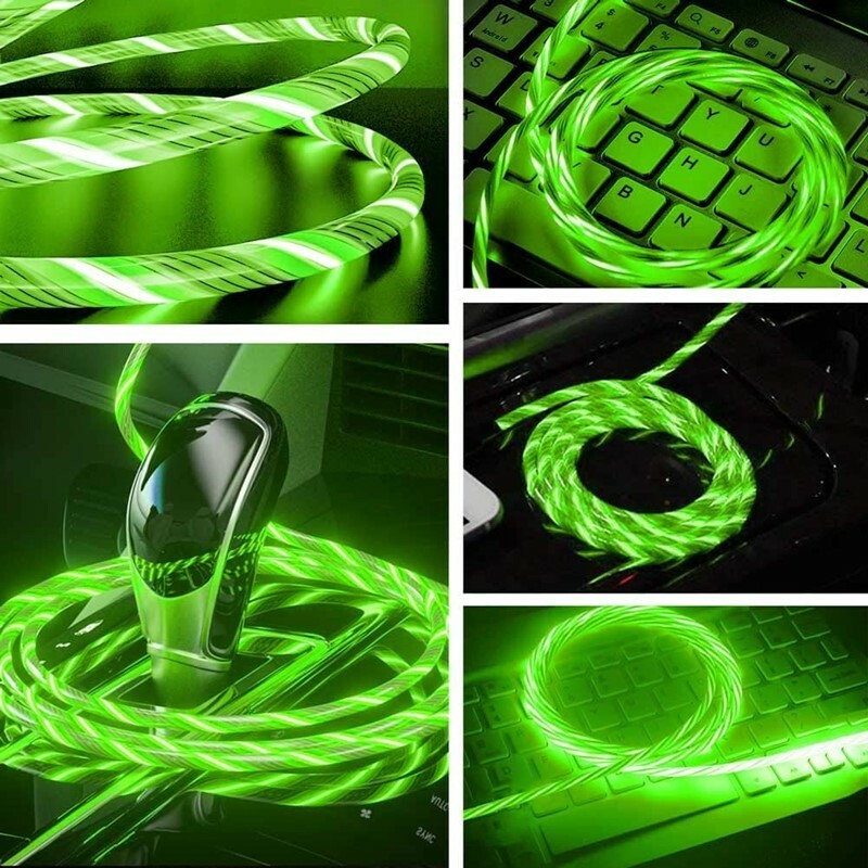 LED Light Up Charging Charger Cable USB Data Cord iPhone Android Type C Phone