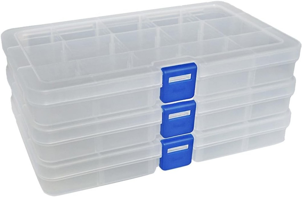 DUOFIRE Plastic Organizer Container Storage Box Adjustable 3 pack, white