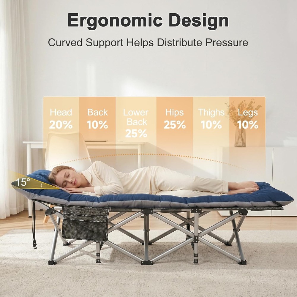 Camping Cot Folding Bed Heavy Duty 900lb Capacity